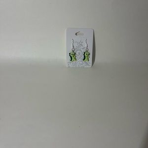 Green dinosaur earrings handmade